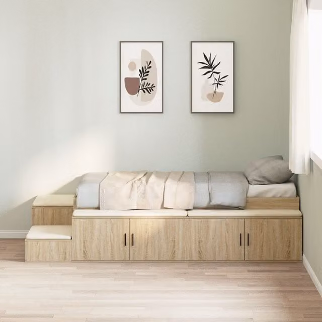 Berkfield Home Sonoma Oak Storage Bed Frame with Drawers, Beige, W/D/H: 80 x 200 cm – 1