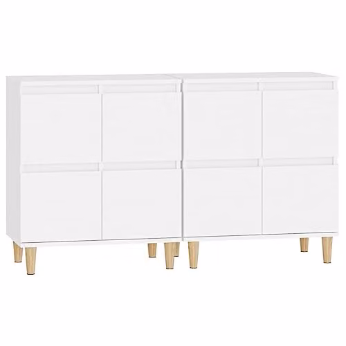 vidaXL Set of 2 White Sideboards in Engineered Wood, W/D/H: 60 x 35 x 70 cm