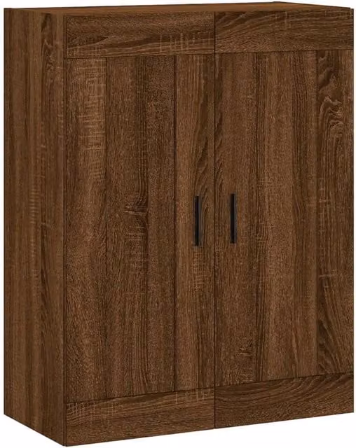 Berkfield Home Wall Mounted Cabinet in Brown Oak, W: 69.5 cm, D: 34 cm, H: 90 cm