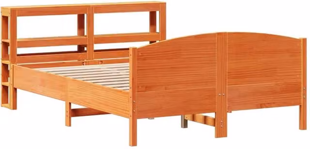 Berkfield Home Solid Pine Decorative Bed Frame in Wax Brown, W/D/H: 200 x 120 x 82 cm