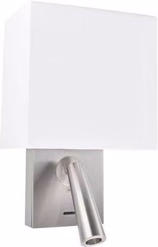 Netlighting Gamma LED Wall Reading Light with Square Shade in White and Silver