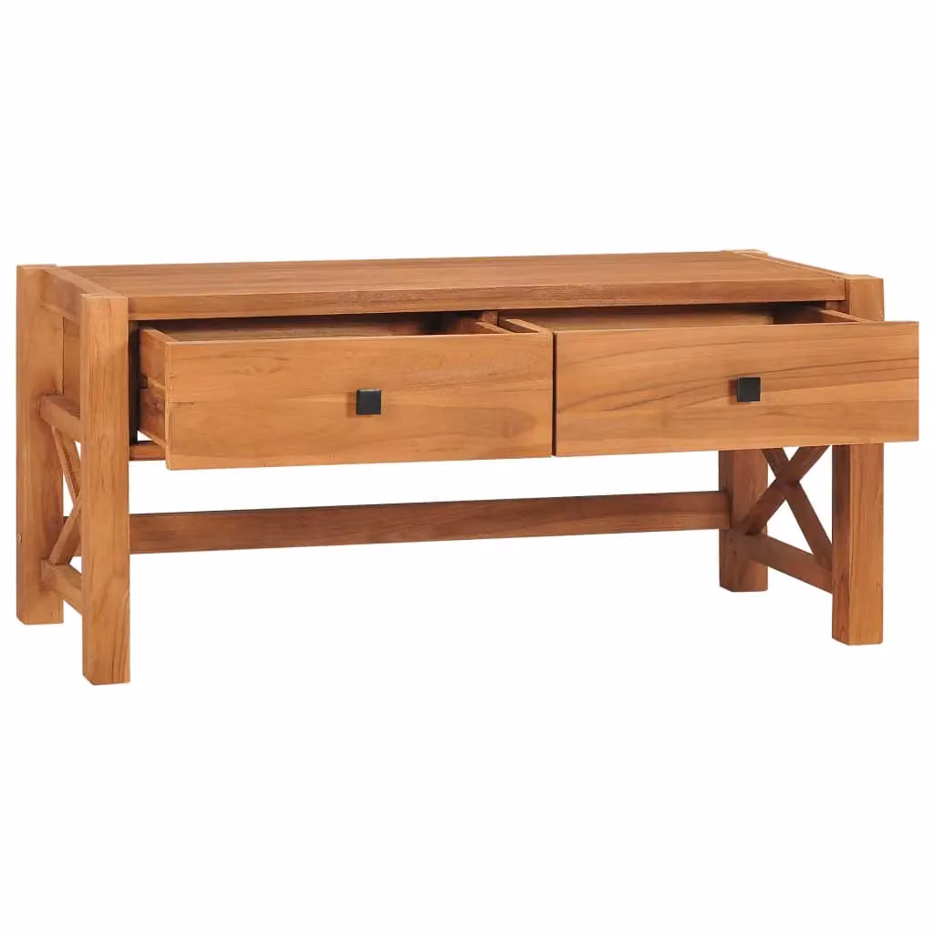 Berkfield Home Rustic Teak Wood TV Cabinet in Brown, W/D/H: 100 x 40 x 45 cm – 2