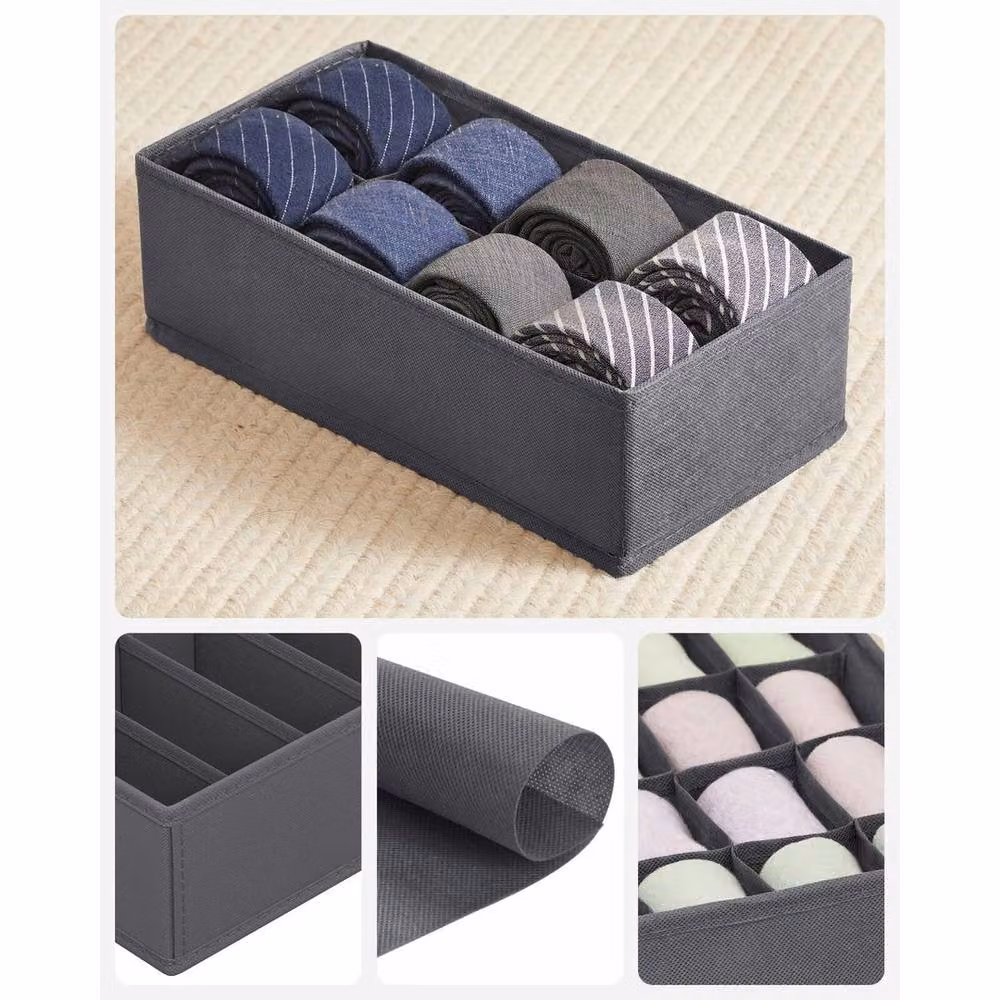 KORVIXA Set of 4 Fabric Underwear Drawer Organisers in Grey – 3