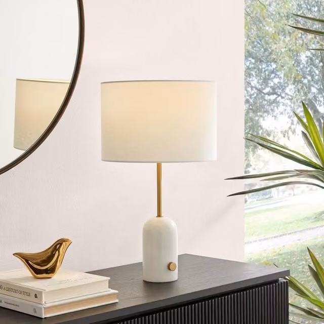 FurnitureboxUK Joceline Dimmable Table Lamp with White Marble and Gold/Brass Base – 1