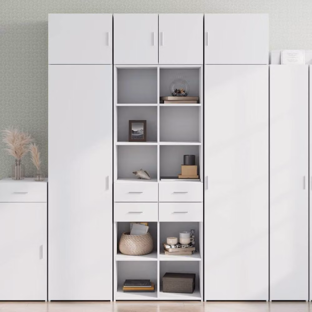 Berkfield Home Modern White Matt Highboard with Hinged Doors and Internal Shelves, W/D/H: 70 x 42.5 x 185 cm – 2