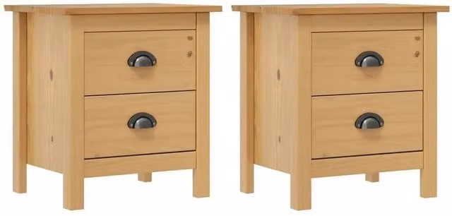 FORGEVIO Set of 2 Modern Brown Wood Bedside Cabinets, W/D/H: 46 x 35 x 49.5 cm