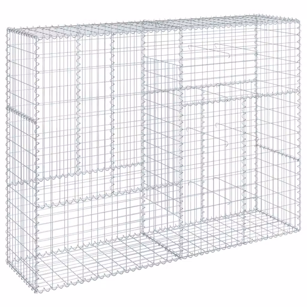 Berkfield Home Silver Galvanised Steel Gabion Basket with Cover, W/D/H: 200 x 50 x 150 cm – 2