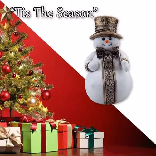 VFM e-Store Christmas Snowman Decoration in White and Gold, H 39 cm x W 20 cm – 6