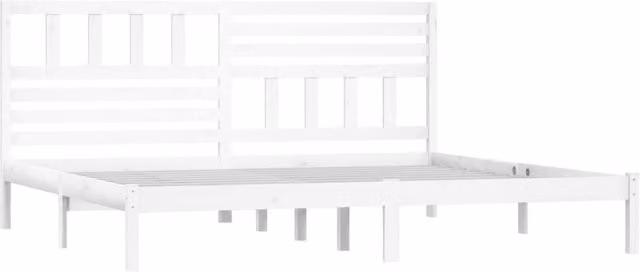 Berkfield Home Beautiful Bed Frame in White Solid Pine Wood, 200 x 200 cm