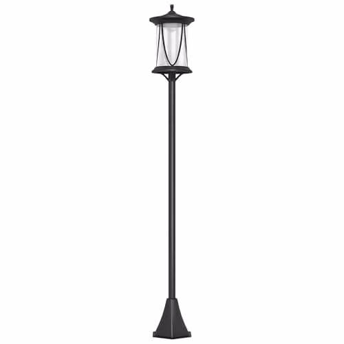 Outsunny Solar LED Outdoor Street Lamp Post in Black with Cool White Light