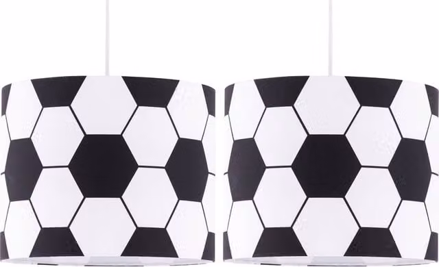 First Choice Lighting Set of 2 Footie Black and White Football Fabric Pendant Shades – 1