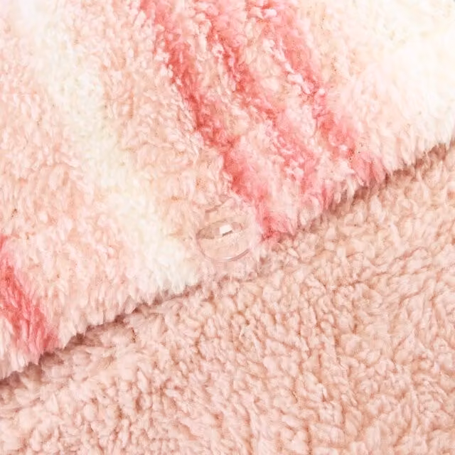 OHS Pink Tartan Check Teddy Duvet Cover Set, W: 200 cm x H: 200 cm