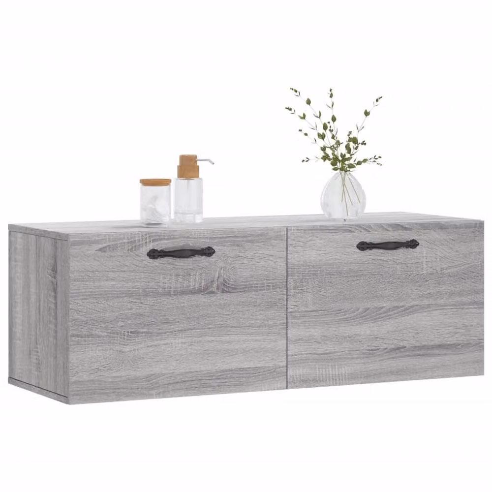 Berkfield Home Wall Cabinet in Grey Sonoma, W: 100 cm, D: 36.5 cm, H: 35 cm – 2