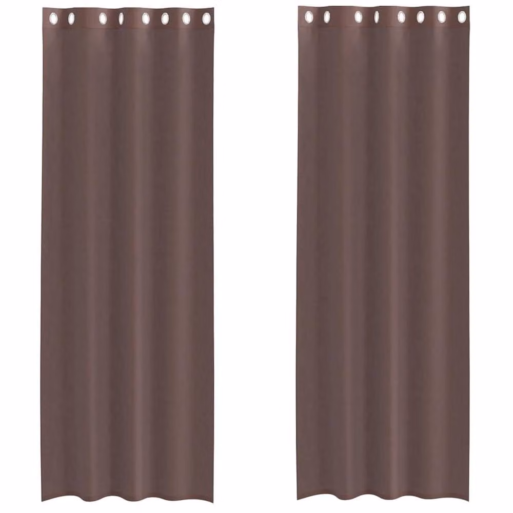 Berkfield Home Brown Voile Fabric Panel Curtains with Eyelets, 2 Pack, W: 140 cm, H: 300 cm – 2