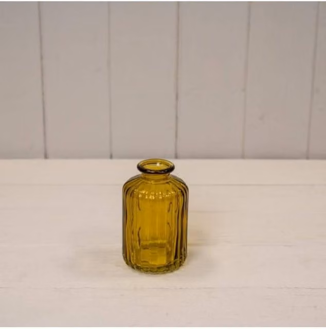 KDMD Yellow Ribbed Glass Bottle