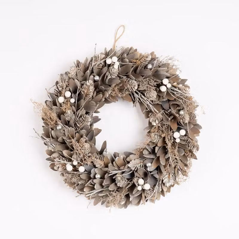 Scottish Everlastings Ltd Silver Grey Wood Shave Hanging Wreath, Diameter: 38 cm – 2