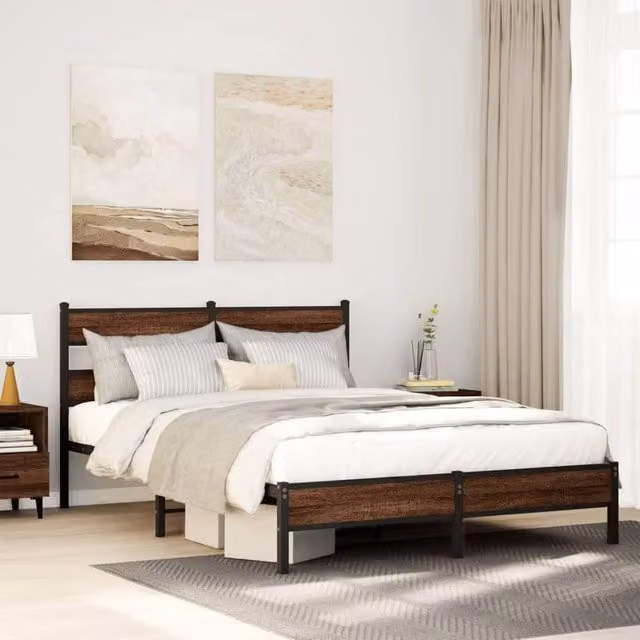 Berkfield Home Classic Bed Frame in Brown Oak, W: 160 cm, D: 200 cm – 1