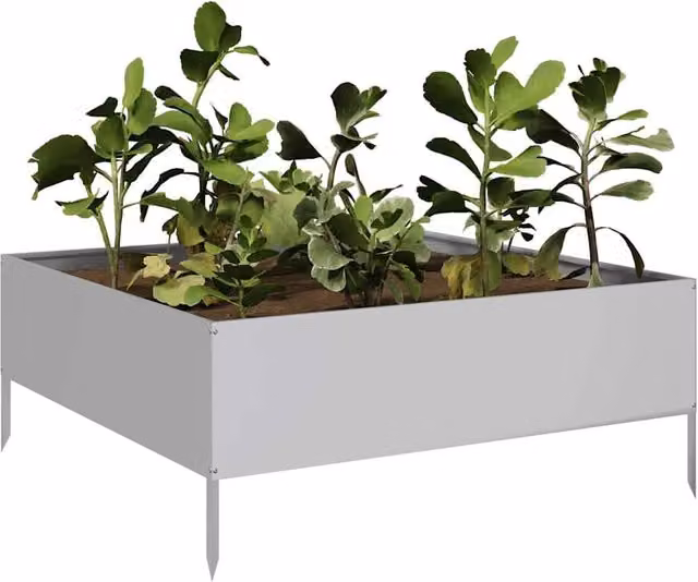 Berkfield Home Garden Galvanised Steel Raised Bed in Silver, W/D/H: 100 x 100 x 25 cm – 1