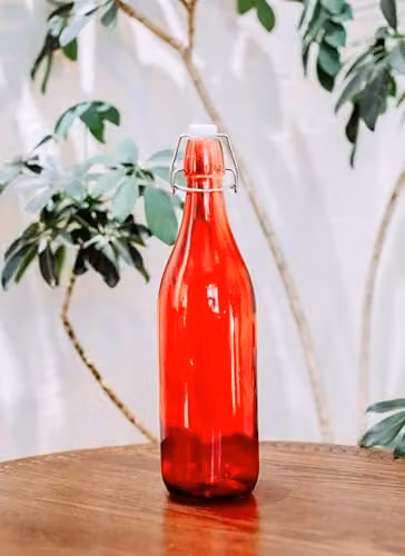 Simpa Set of 6 Red Glass Bottles with Swing Top Lids, 1 l Each – 3