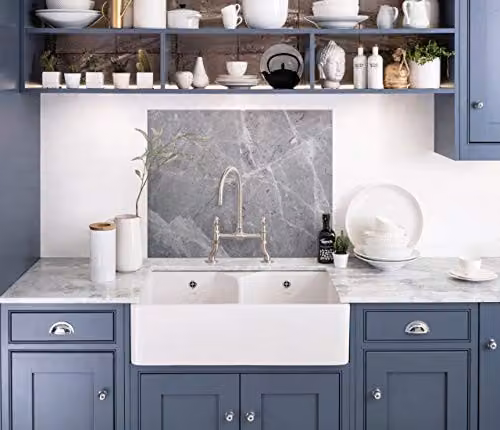 House Beautiful Pietra Grey Marble Look Glass Kitchen Splashback, W: 60.0 cm, H: 75.0 cm – 2