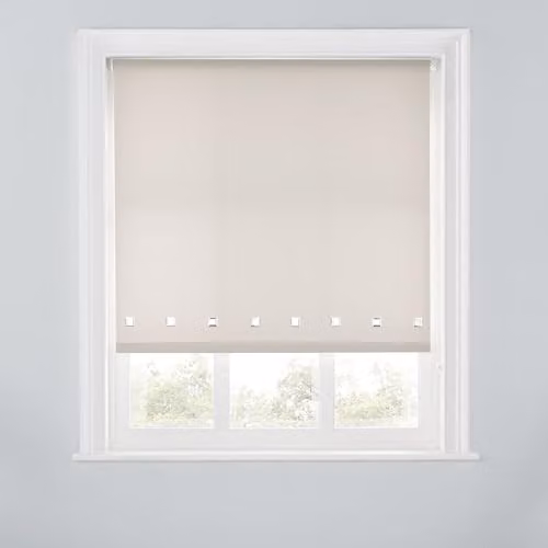 A.Unique Home Trimmable Square Eyelet Roller Blind in Beige, W: 120 cm, H: 170 cm