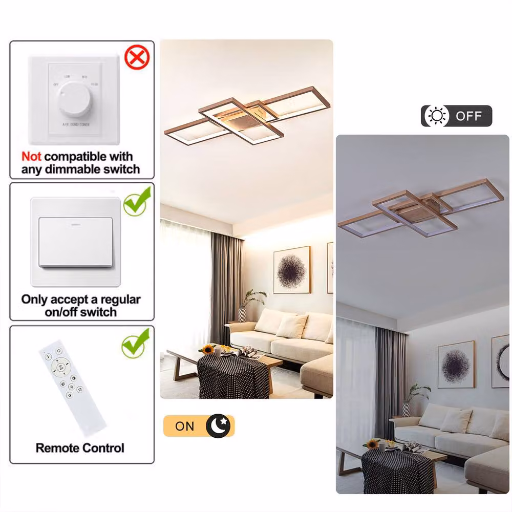 Garwarm 50W Dimmable LED Ceiling Light with Remote Control in Gold – 4