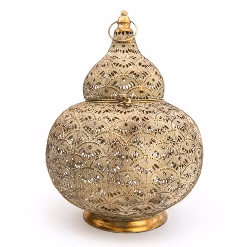 Madison & Mayfair Large Gold Lantern with Intricate Detailing, W/D/H: 33 x 44 x 33 cm – 2