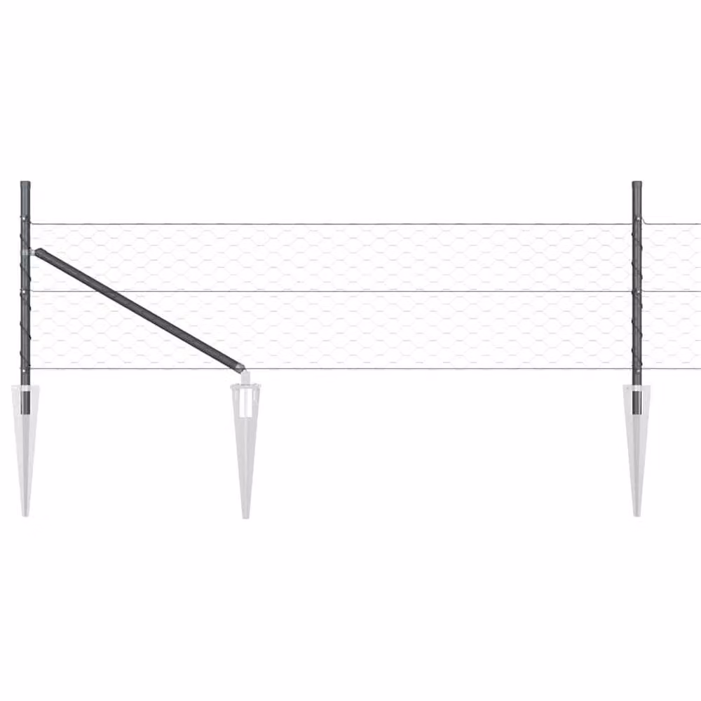 Berkfield Home Grey Steel Hexagon In-Ground Fence, W: 40 cm, L: 100 m – 3