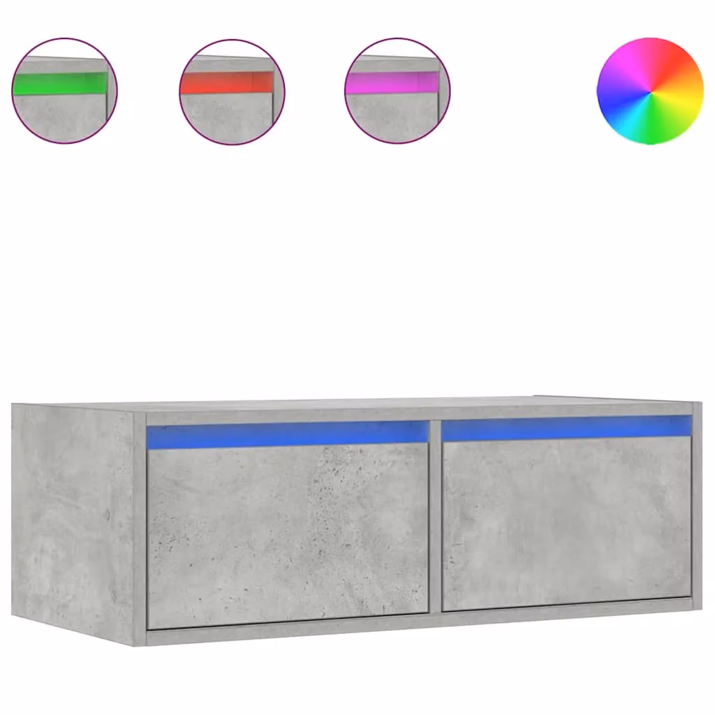 Berkfield Home Modern TV Cabinet with LED Lights in Concrete Grey, W: 75 cm, D: 25 cm, H: 35.5 cm – 2