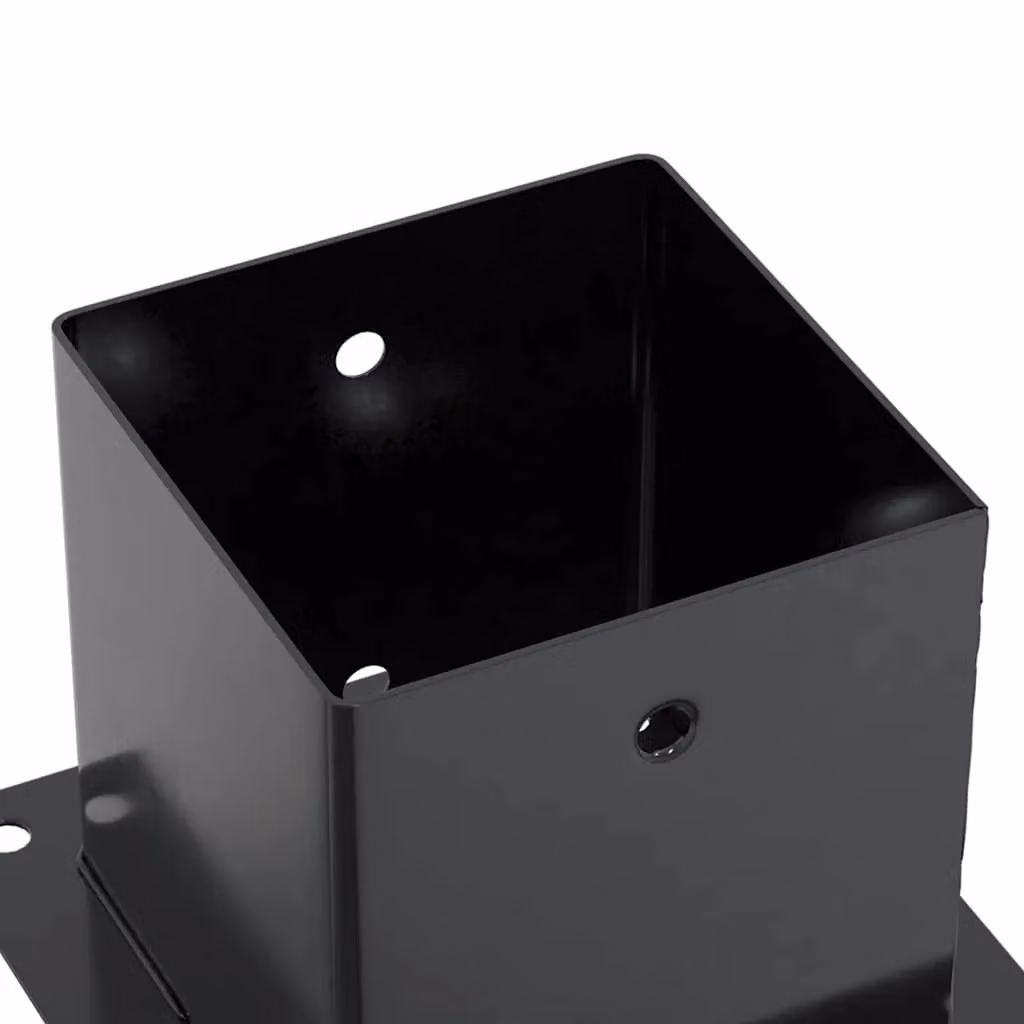 Berkfield Home Square Post Bases, 4 Pack, Anthracite, Powder-coated Steel, 14.1 x 14.1 cm – 4