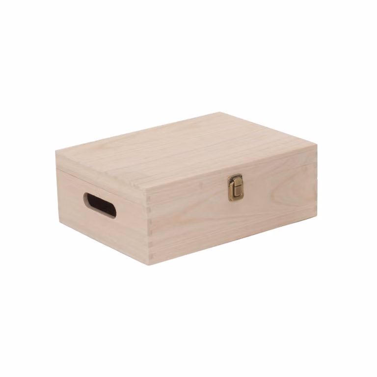 Red Hamper Slatted Wooden Bottle Carrier Box in Brown with Handles W: 30 cm, H: 23 cm, D: 11 cm