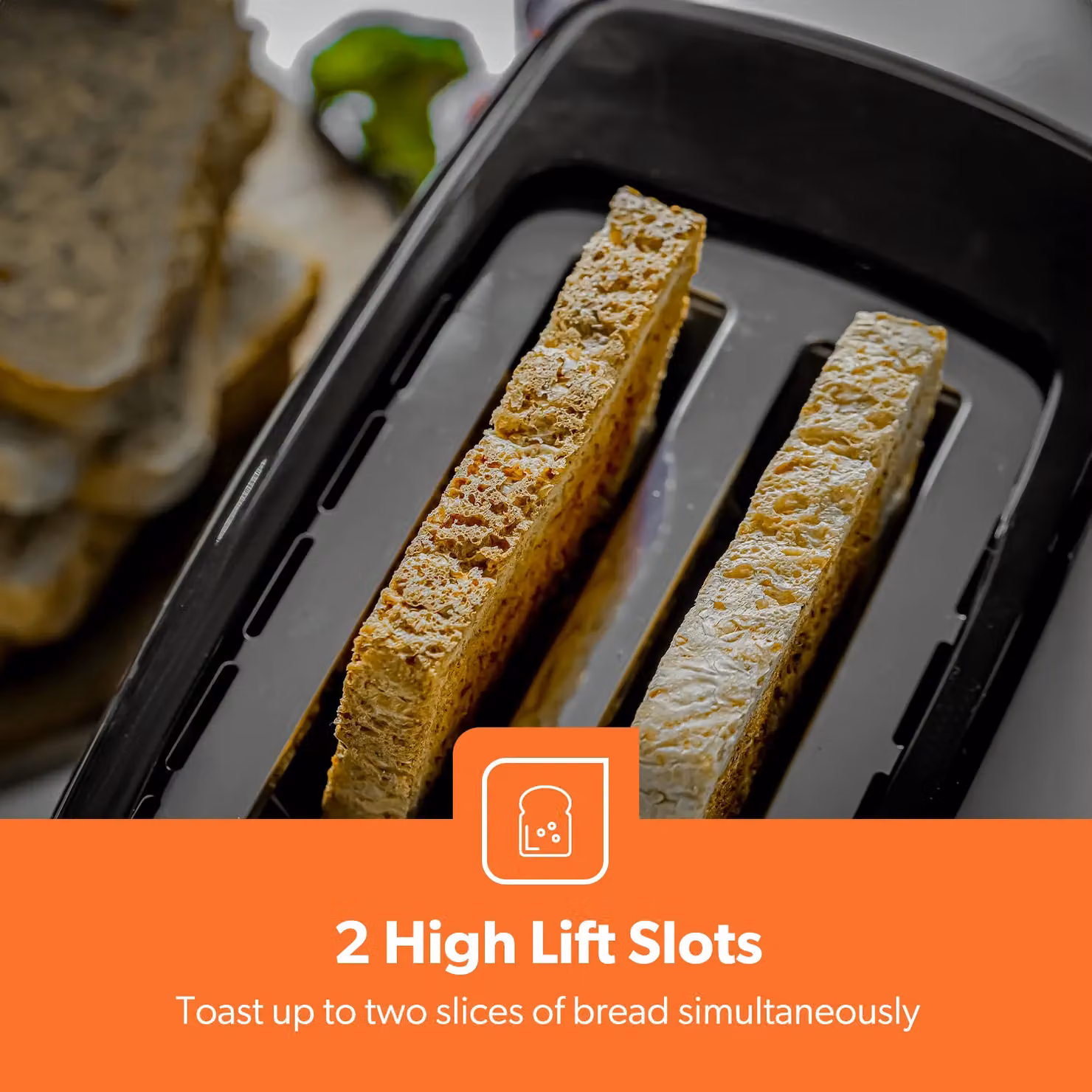 Geepas 2 Slice Bread Toaster with 6 Level Browning Control and Crumb Tray in Black – 2