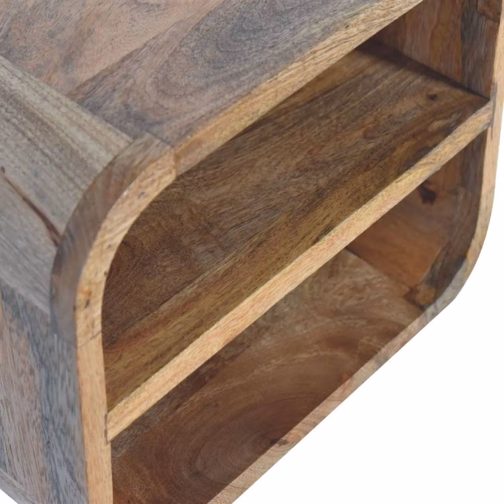 Wyld Haus Assisi Brown Oak and Mango Wood Floating Bedside Shelf, Wall Mounted, W/D/H: 25 x 25 x 2 cm – 4
