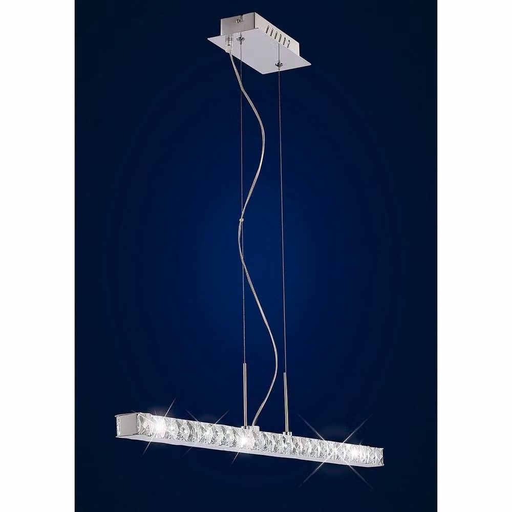 Netlighting Galaxy Linear LED Pendant Light in Polished Chrome and Grey Crystal, 12W, 6000K – 2