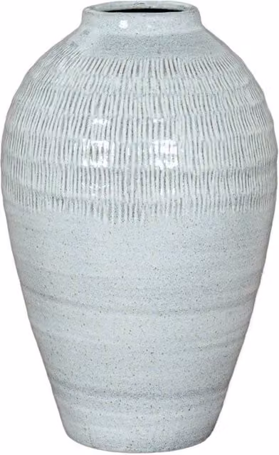 KDMD Kemi Medium Olpe Vase, White Ceramic Round Floral Display Piece