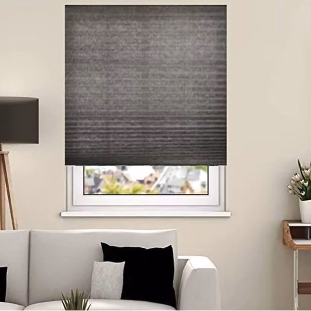 NewEdgeBlinds Opaque Single Pleat Blind in Grey, Width: 85 cm