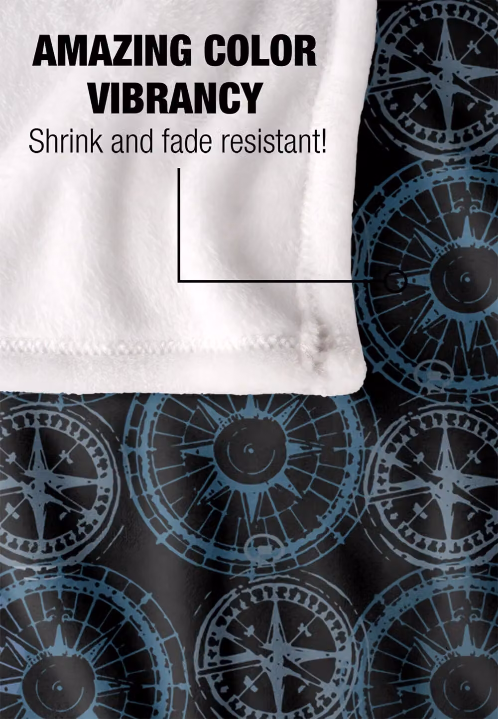 JQ Licensing Compass Pattern Silky Touch Super Soft Fleece Throw Blanket, White, W/D/H: 152 x 127 cm – 4