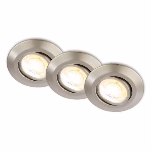 Briloner Set of 3 LED Recessed Downlights with CCT Adjustable Colour Temperature, Silver – 1