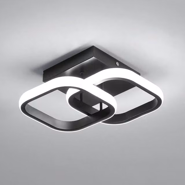 COMELY 22W Modern Double Square LED Ceiling Light in Black