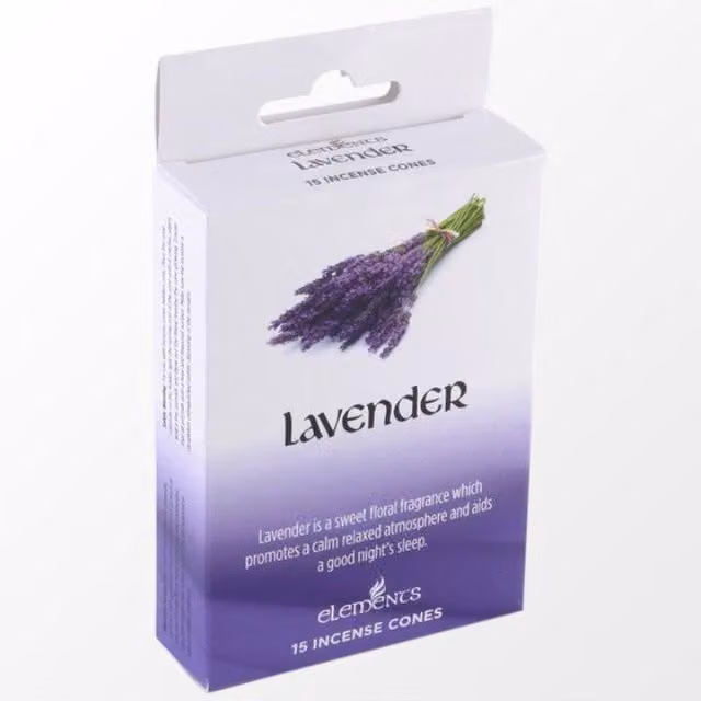 Elements Lavender Floral Incense Cones, 12 Packets, Purple