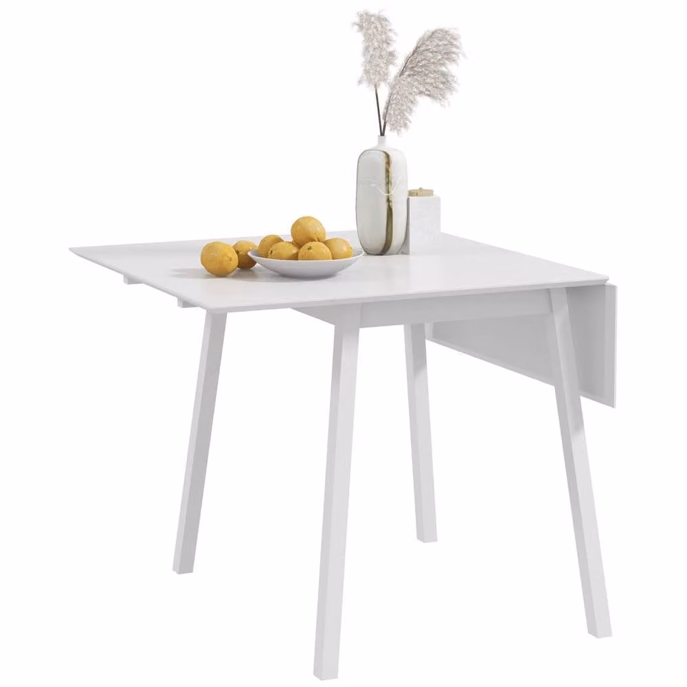 Wyld Haus Hopato White Lacquered Solid Wood Folding Drop Leaf Dining Table W/D/H: 110 x 86 x 75 cm – 2