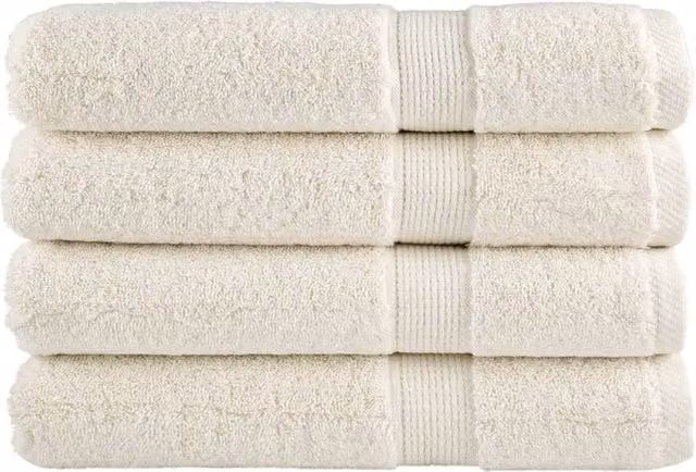 Berkfield Home SOLUND Premium Cotton Terry Towels, 4 Pack, Beige, W: 100 cm, L: 200 cm, 600 gsm
