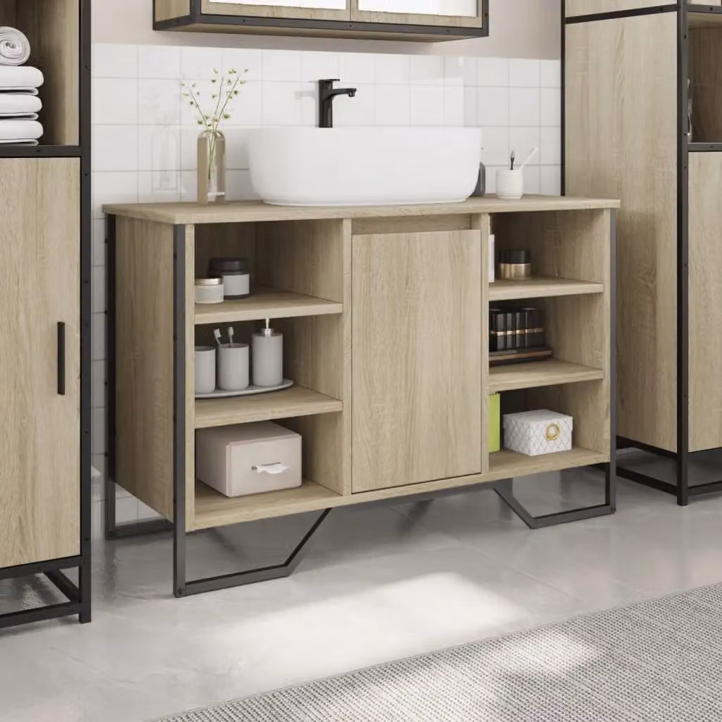 Berkfield Home Sonoma Oak Wall Mounted Bathroom Sink Cabinet, W/D/H: 91 x 35 x 60 cm – 3