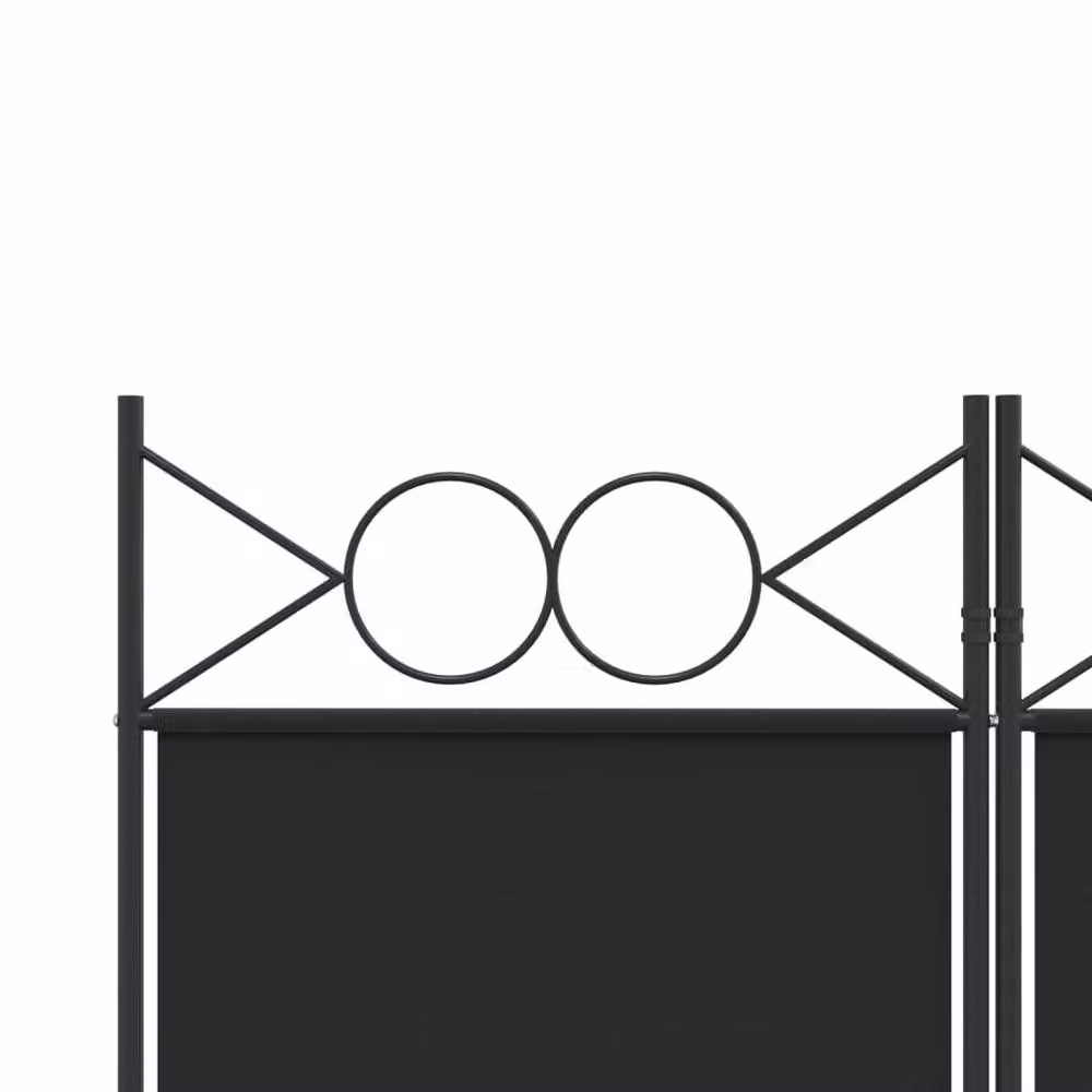 Berkfield Home 6-Panel Fabric and Metal Room Divider in Black, W/H: 200 x 240 cm – 4