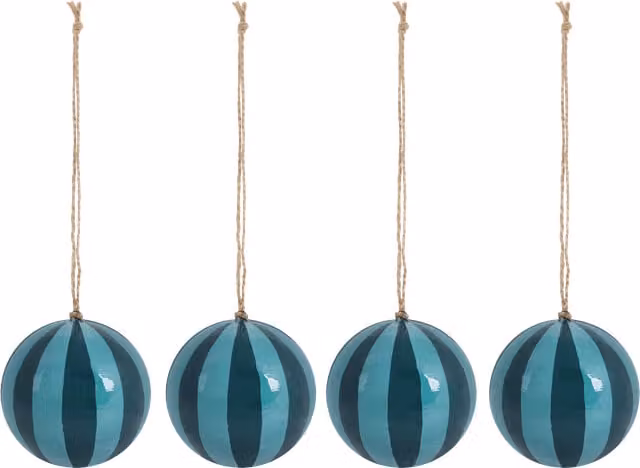 House of Hackney Artist's Stripe Blue Christmas Baubles, 4 Pack