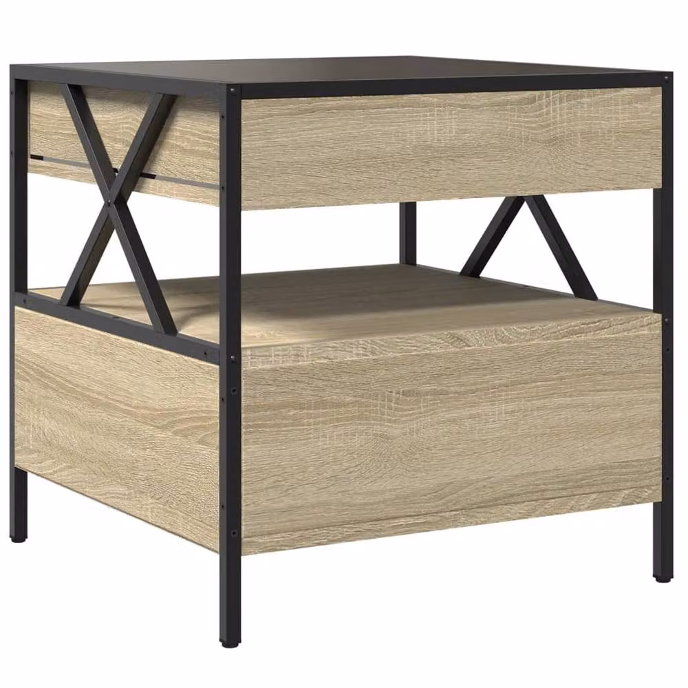 Berkfield Home Infinity LED Decorative Coffee Table in Sonoma Oak and Brown, W/D/H: 50 x 50 x 51 cm – 4