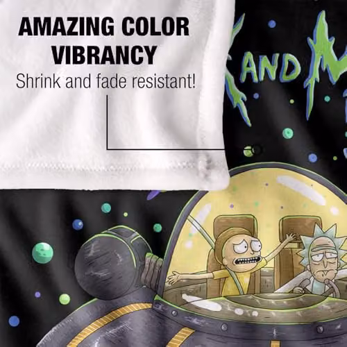 LOGOVISION Rick and Morty Drunk Rick Ship Super Soft Fleece Throw Blanket, Multicolour, W: 152 cm, D: 127 cm – 3