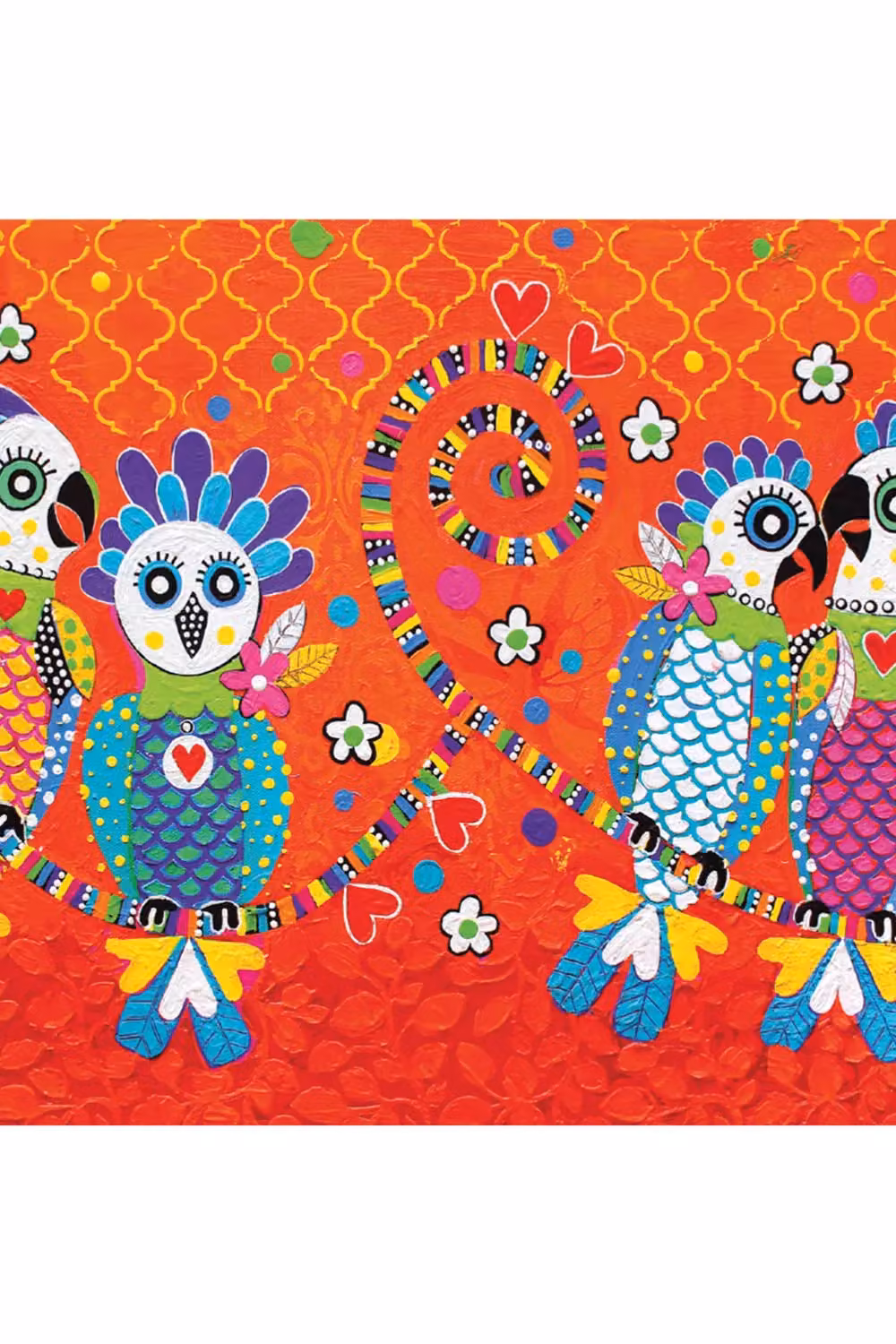 Maxwell & Williams Love Hearts Fan Club Cockatoos Print 100% Cotton Tea Towel in Red and Multicolour – 2