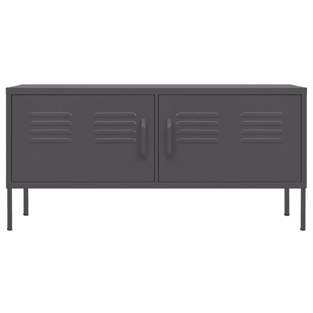 Berkfield Home TV Cabinet in Anthracite Grey Metal, W/D/H: 105 x 35 x 50 cm – 3