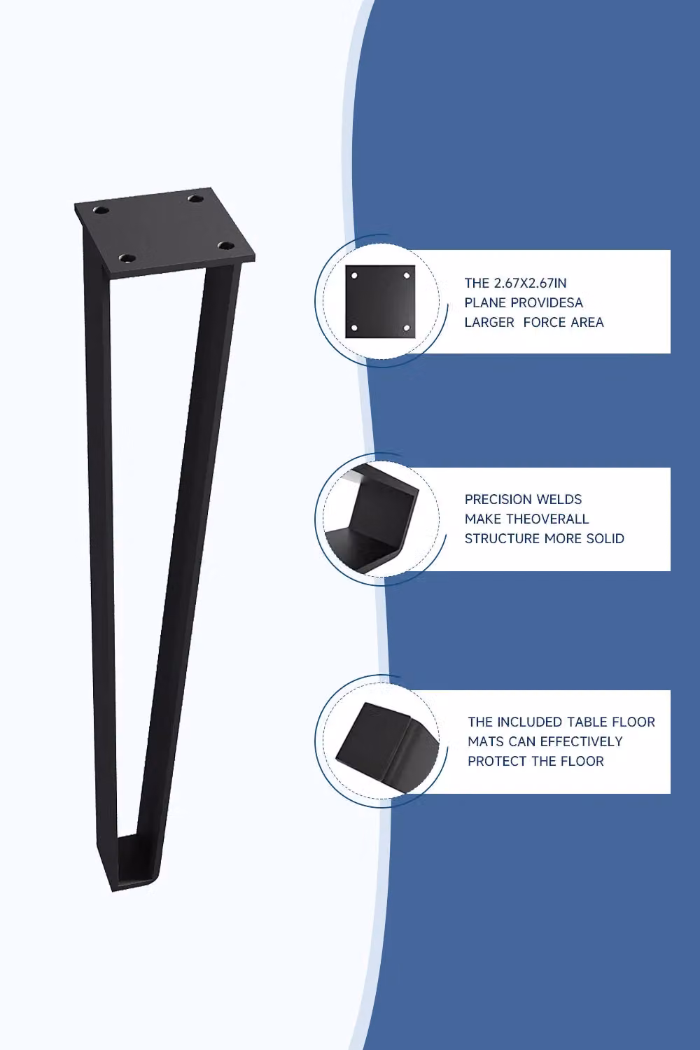 Living and Home Trapezoidal Iron Furniture Legs in Black, Height: 40 cm – 2